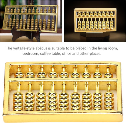 Mini Brass Abacus 9 Gears Chinese Math Calculating Tool Brass Ornaments for Kids Adult Collection Decoration 1.8 * 1in