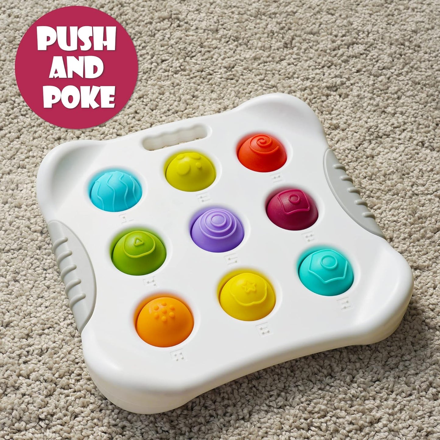 LiKee Fidget Popper Sensory Baby Toys for 10+ Months, Christmas Stocking Stuffers Push and Popping Busy Board, Montessori Toys for 1+ Years Old, Airplane Car Travel Toy for Toddlers 1-3 Stress Relief