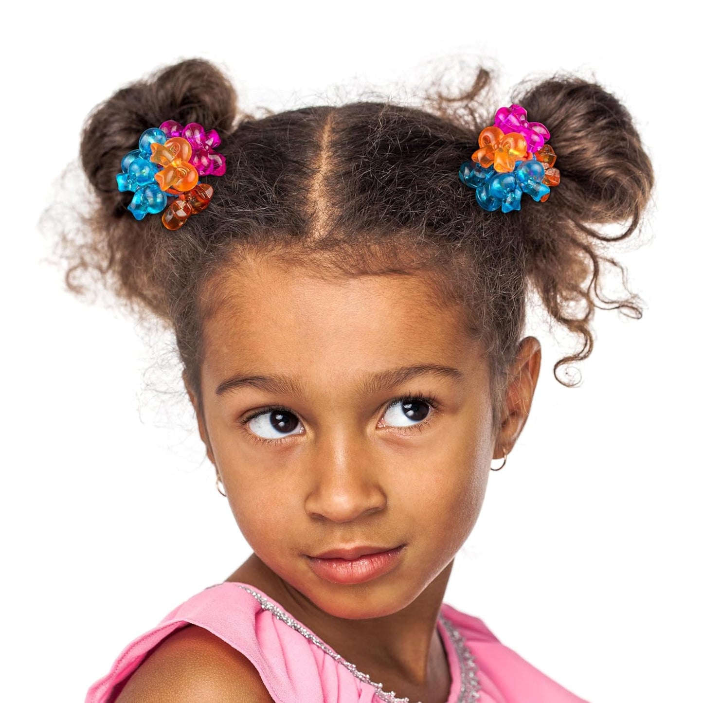 20pc Ponytailers Balls Elastics 18mm Round Opaque Multicolored Twin Beads Bauble Holders Toddler Kids Braiding Styling