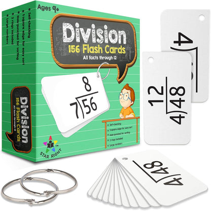 Star Right Education Addition Flash Cards, 0-12 (All Facts, 169 Cards) with 2 Rings - Addition Flashcards