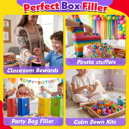 KLT Fidget Toys Bulk for Kids: 200pcs Textured Fidget Ring - Classroom Prize Box Filler - Party Favor Treasure Chest & Goodie Bags Stuffers - ADHD Autism Kids Sensory Calming Toy