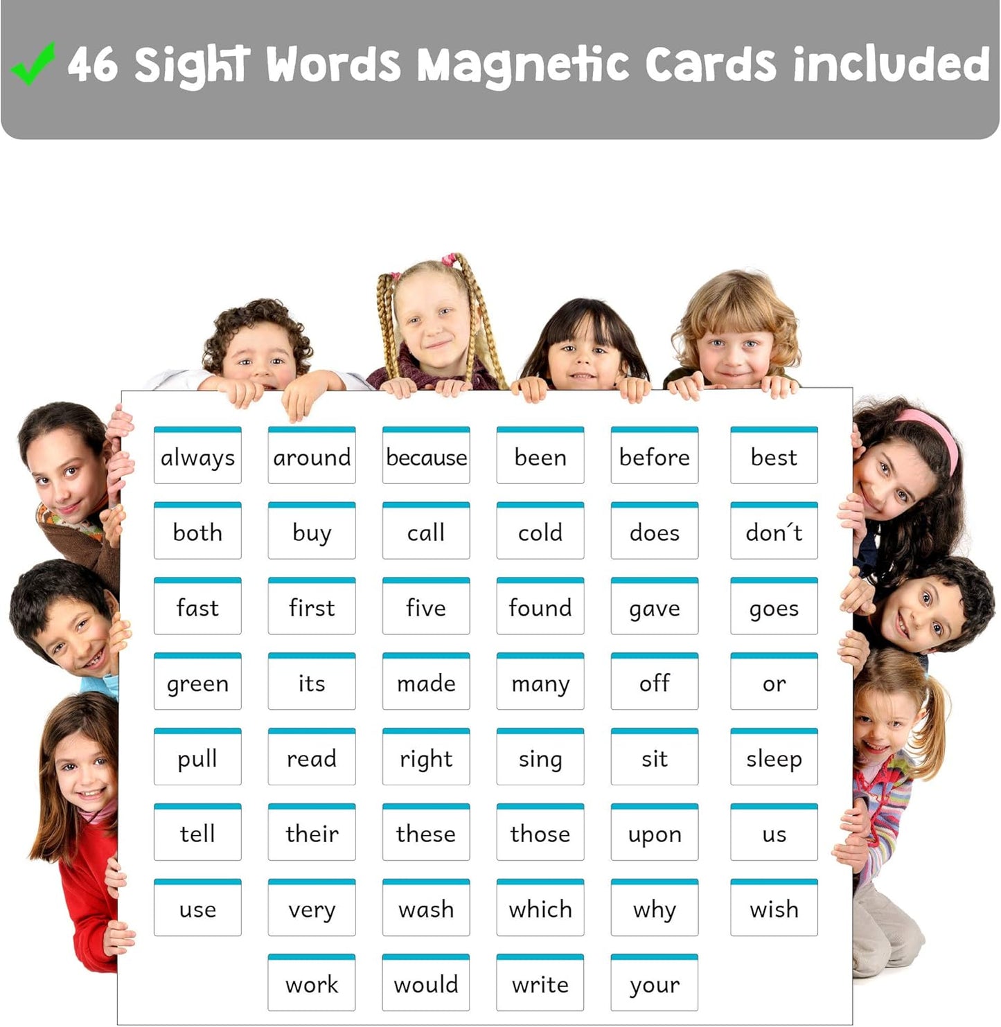 Attractivia 2nd Grade Sight Words Magnetic Flash Cards(Second Grade) - 46 Sturdy Large Dolch Cards for Literacy of Beginning Readers, Homeschool, Teachers and ESL