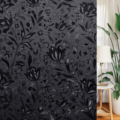 LEMON CLOUD Window Film, Decorative Window Privacy Film, Window Film Privacy Static Cling Frosted, Anti-UV Sun Blocker Heat Control for Home(Grayish Black, 17.5 x 78.7 inches)