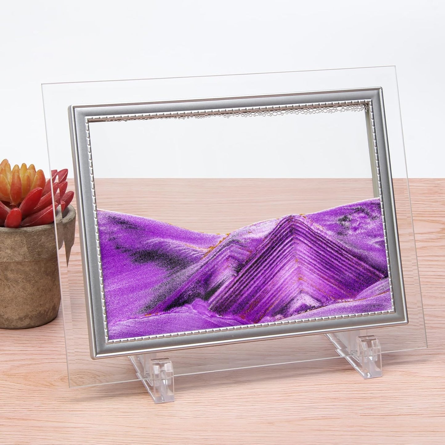 Coitak Moving Sand Art Picture, Sandscape, Moving Desktop Art for Home Decor and Office, Medium Size 9x7(Blue)