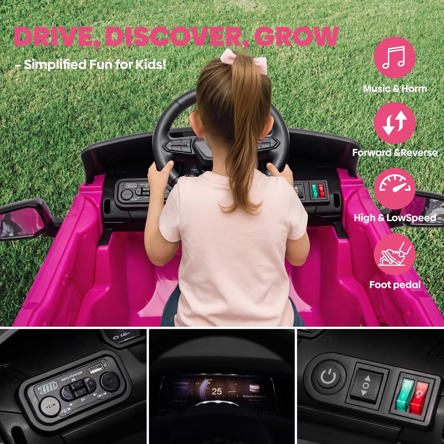 24V Licensed Chevrolet Silverado Electric Car for Kids, Ride on Toys for Toddlers with Remote Control, Soft Start, LED Lights, Music Player, Seat Belts, Easy to Assemble, Black