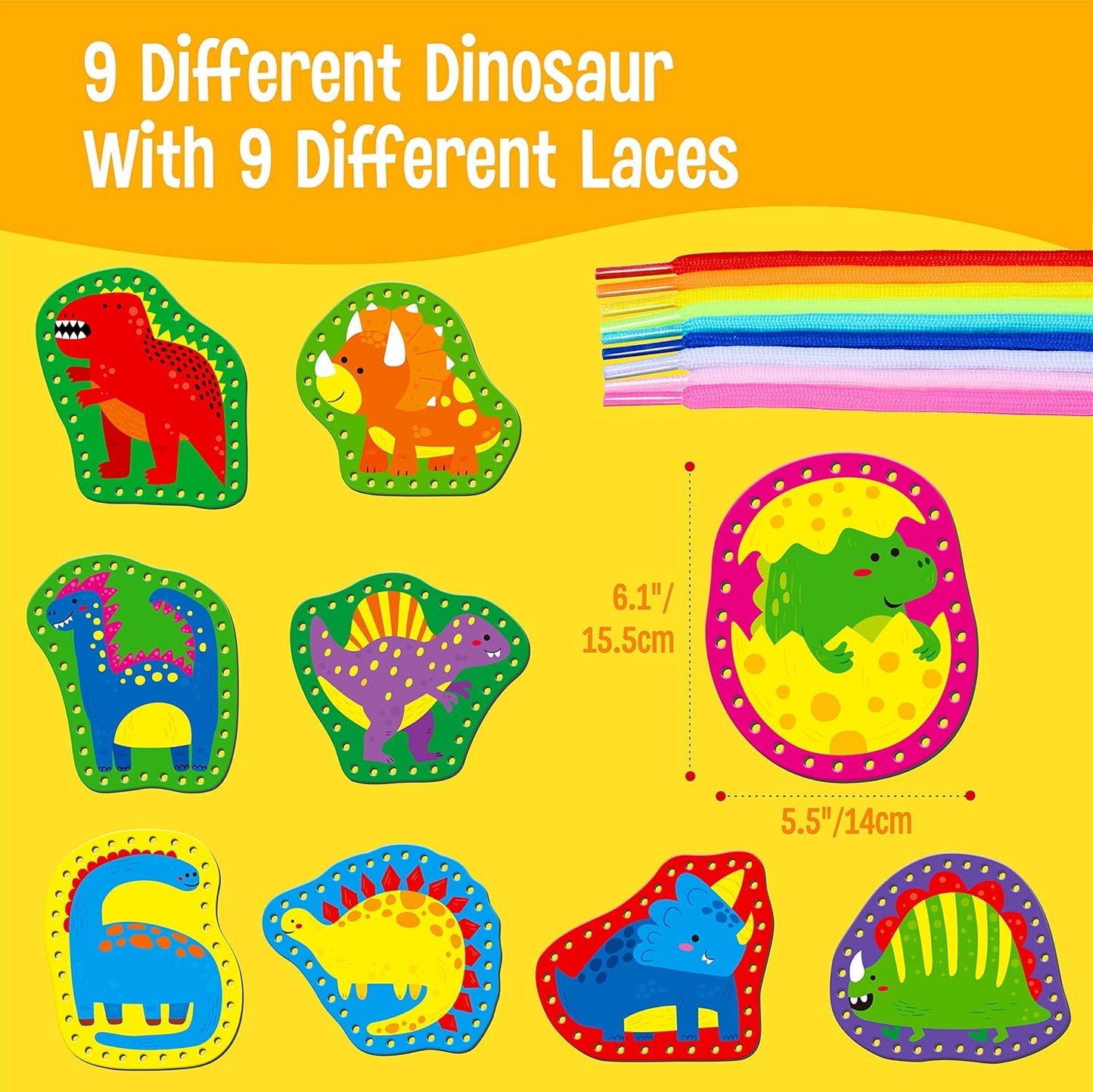 SpriteGru 9 Pieces Kids Lacing Cards, Double Sided Sewing Cards in 9 Vehicle Cards with 9 Colorful Laces, Imagination Development Lacing Toys Games for Children Educational and Learning Activity