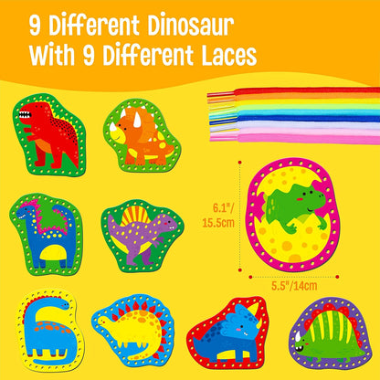 SpriteGru 9 Pieces Kids Lacing Cards, Double Sided Sewing Cards in 9 Vehicle Cards with 9 Colorful Laces, Imagination Development Lacing Toys Games for Children Educational and Learning Activity