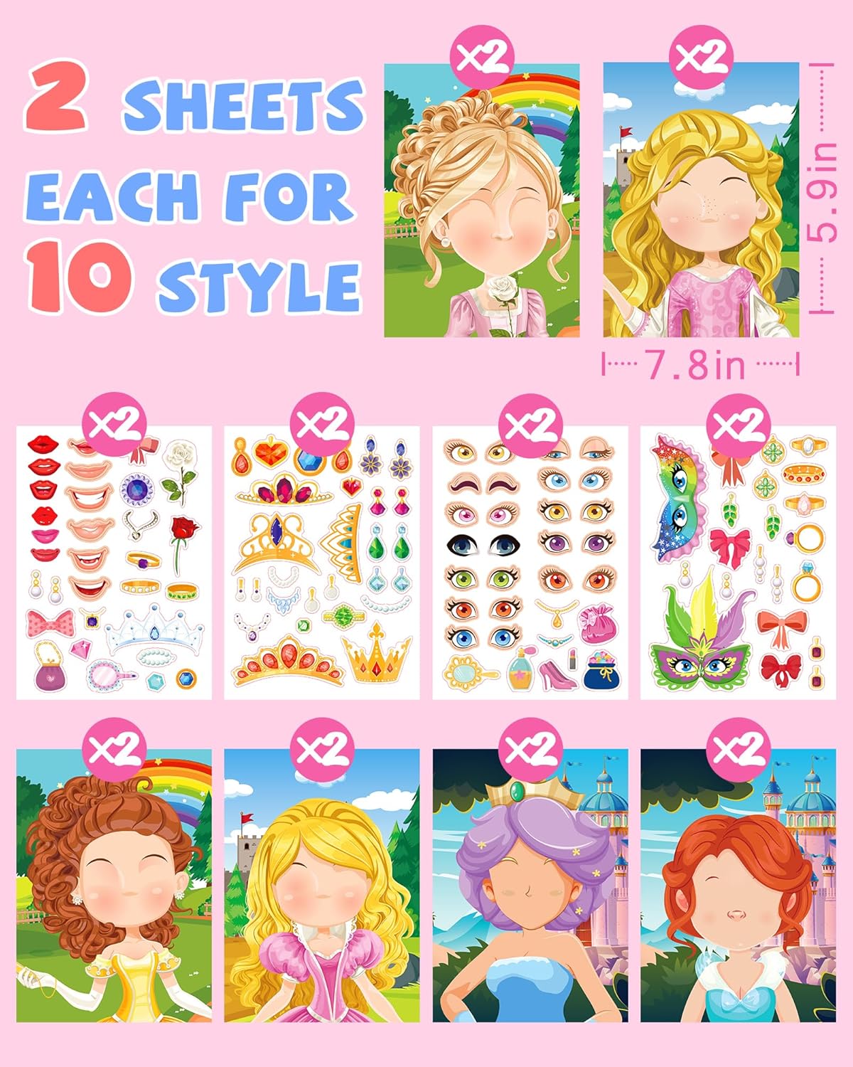 24 Pcs Make Your Own Dinosaur Sticker Sheets, Dinosaur Party Favors Face Stickers for Kids Boys Toddlers Crafts Activities Gift Bags Birthday Party Valentines Day Gifts for Kids Classroom