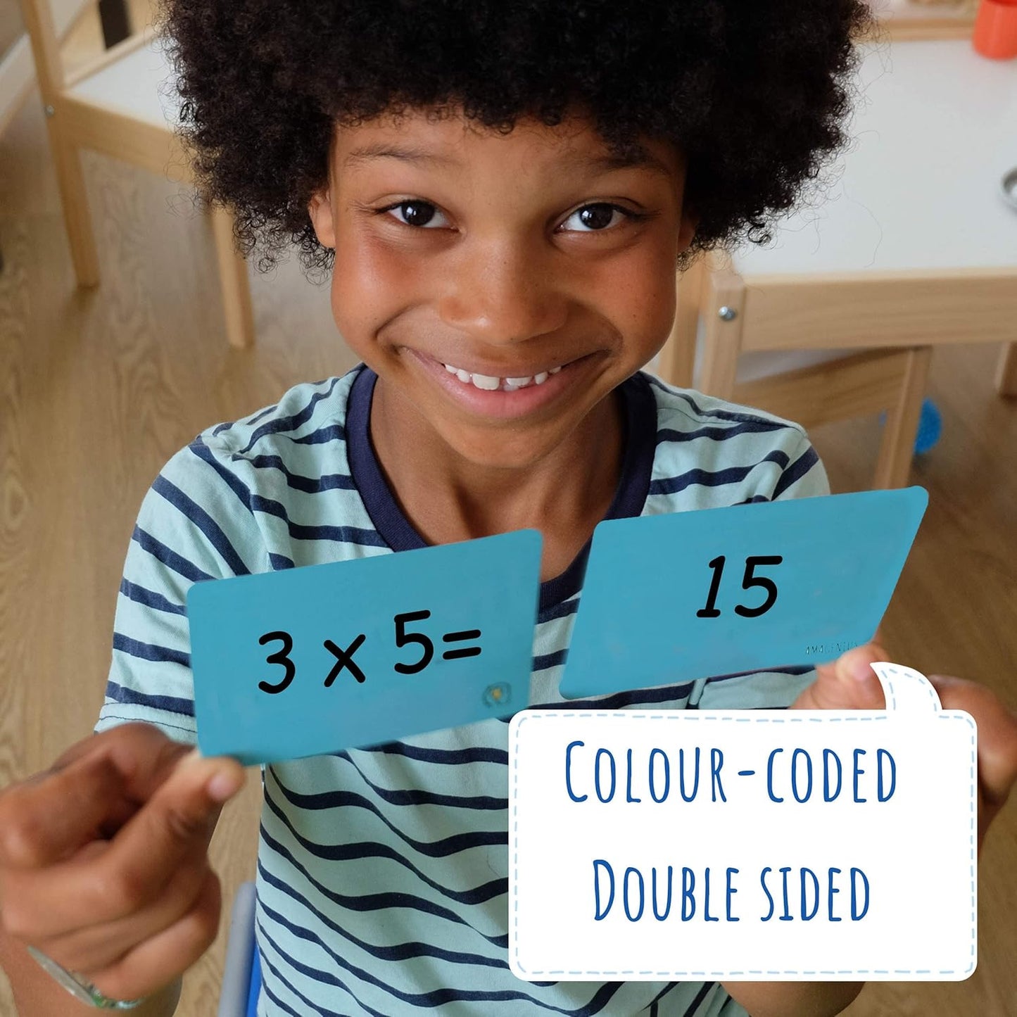 Times Tables Flashcards, one Set of 0-12 Times Tables Cards, 169 Double Sided Multiplication Flashcards with 2 Rings Included to organise Cards
