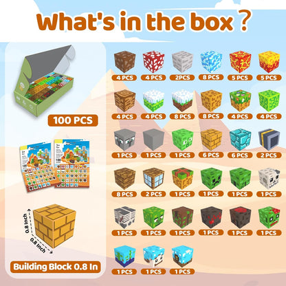 Magnetic Blocks Toys for Kids, 100 PCS Building Blocks Cubes, Stacking Magnetic Tiles Toys for Kids Toddlers Boys Girls Ages 3 4 5 6 7 8-12 Birthday Gifts Party Supplies (Underworld)