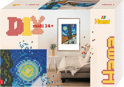 Hama Perlen 3046 Iron-On Beads Advent Calendar, Bead Art Gift Pack with Approx. 5,000 Midi Beads, 5 Small Peg Plates to Clip Together, Motif Template, Ironing Paper, for Children from 5 Years