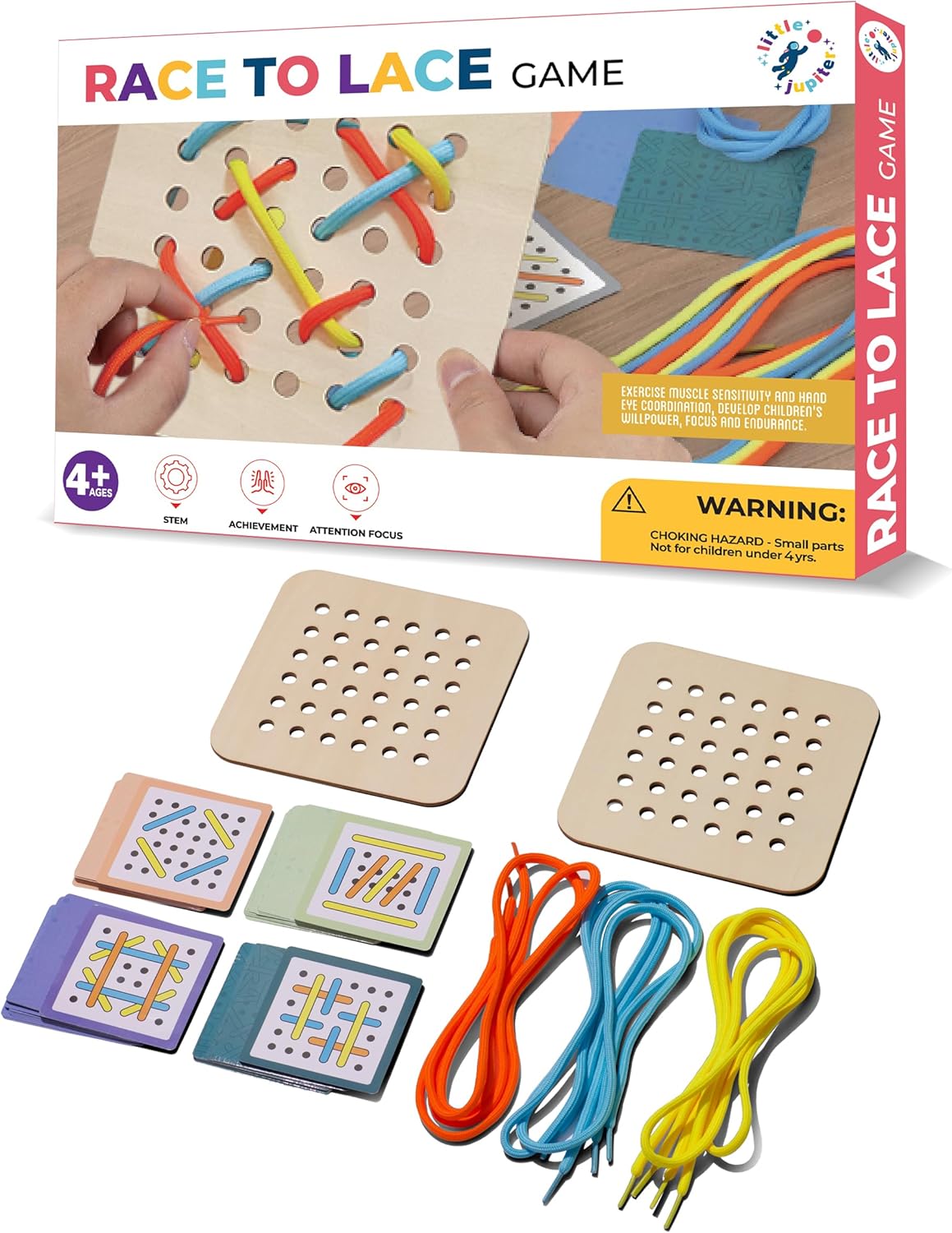 Race to Lace - Perfect Home or Travel Game for Kids and Adults - Ideal for 8-12 Years Old - Solo or 2+ Players for for 4+ Years & Up for Car, Airplanes, Road Trips - Family & Kids