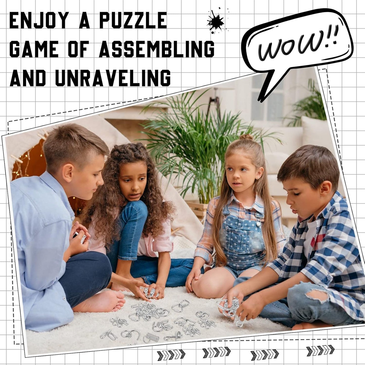 Yilloog Metal Brain Teaser Puzzles Set of 36 with Pouch, Steel IQ Games Physics Mind Metal Puzzles for Adults Basket Stocking Stuffers for Boys Girls Adults Challenge Gifts (Easy)