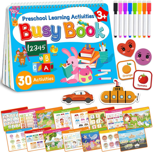 Walenced Busy Book for Toddlers - Preschool Learning Activities, Coloring Activity Books for Kids Ages 3-5, Montessori Autism Sensory Travel Educational Toys, Gifts for 3 and Up Boy Girl