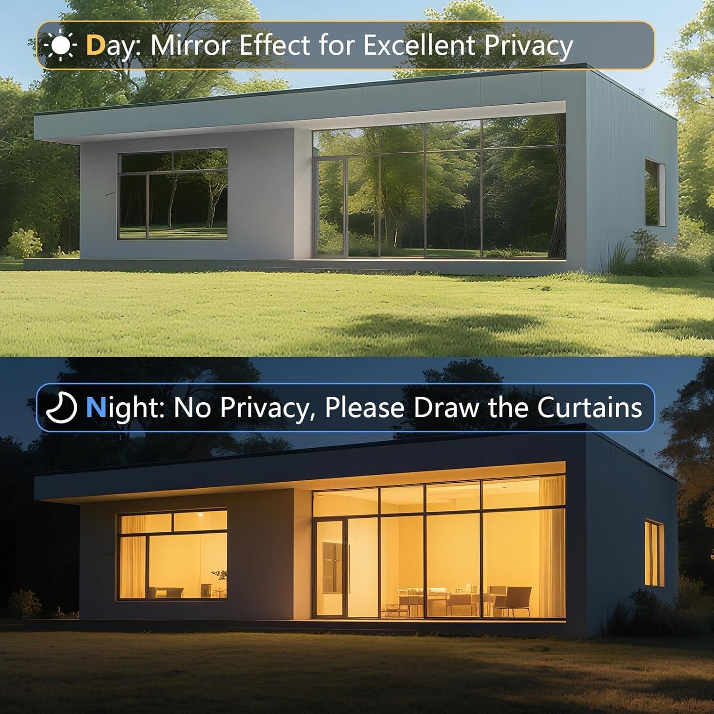 LEMON CLOUD Window Film, Decorative Window Privacy Film, Window Film Privacy Static Cling Frosted, Anti-UV Sun Blocker Heat Control for Home(Grayish Black, 17.5 x 78.7 inches)