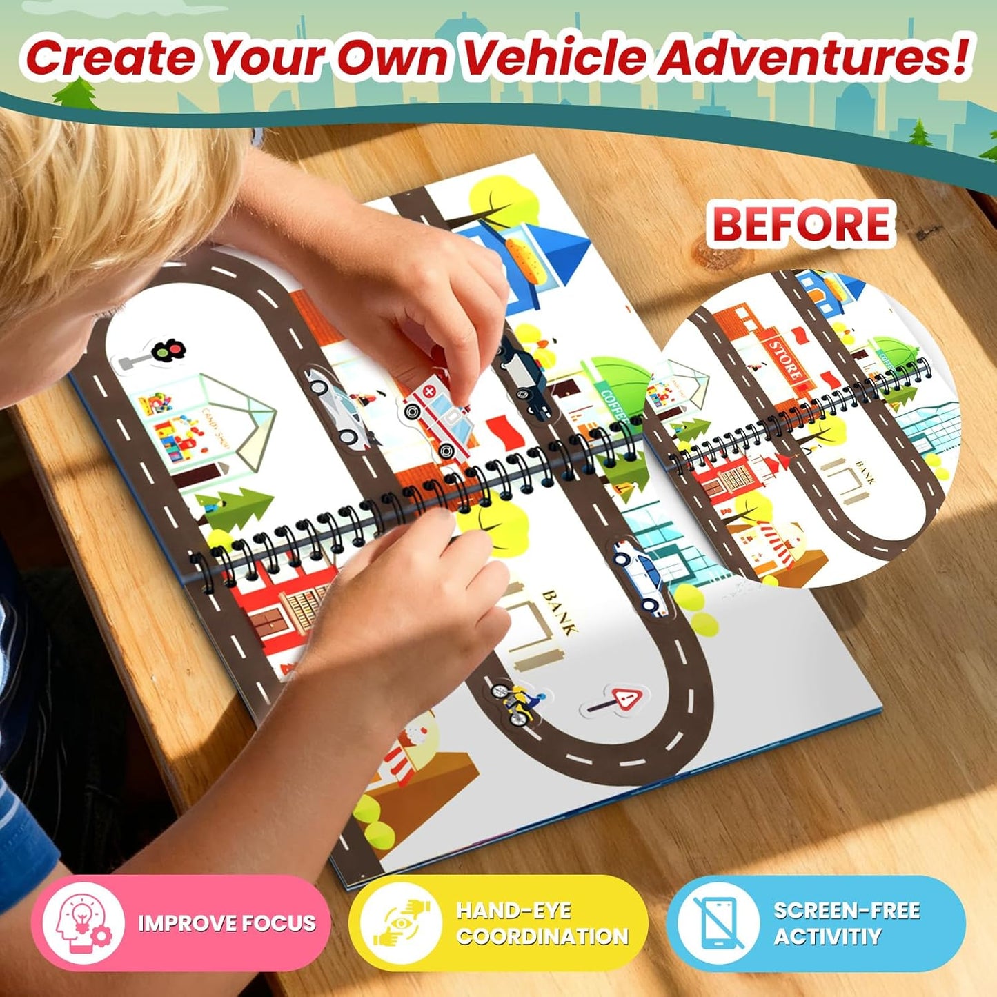 Animals Reusable Sticker Book for Toddlers, DIY Make-a-face Animals Jelly Fun 3D Stickers, Washable Puffy Stickers for Kids Toys, Airplane Road Trip Travel Activities Essentials for Kids 3 4 5 Years