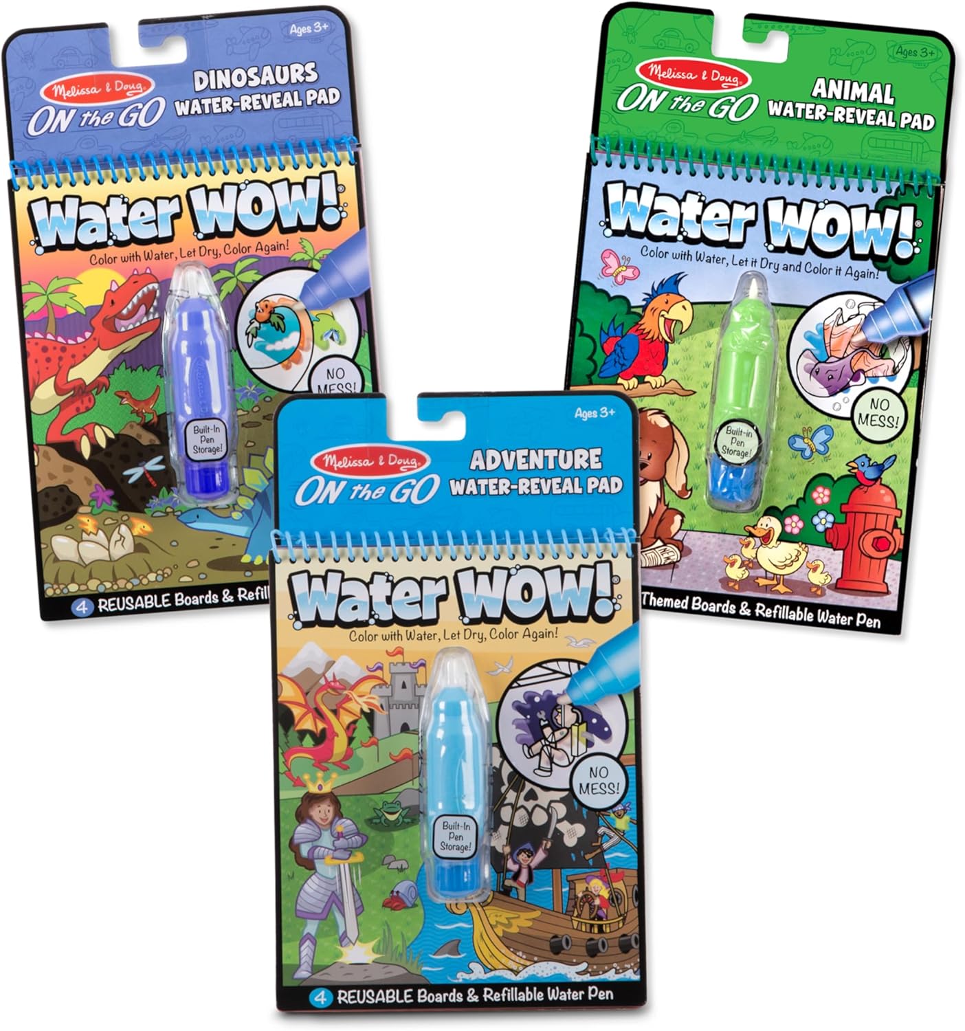 Melissa & Doug Water Wow! Reusable Water-Reveal Activity Pad 2-Pack - Vehicles, Animals Travel Toys, Party Favors, Mess Free Coloring Books for Kids Ages 3+ - FSC Certified