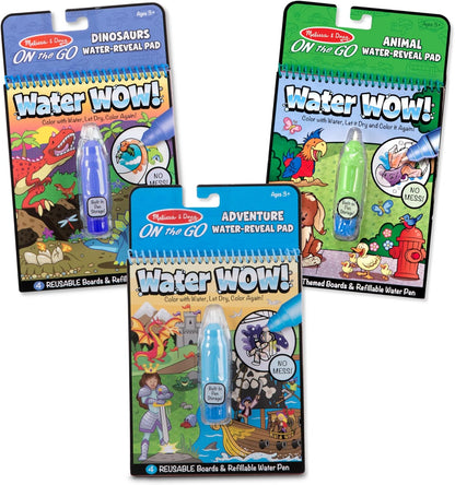 Melissa & Doug Water Wow! Reusable Water-Reveal Activity Pad 2-Pack - Vehicles, Animals Travel Toys, Party Favors, Mess Free Coloring Books for Kids Ages 3+ - FSC Certified