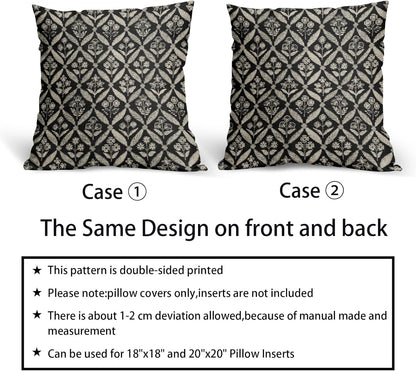 Blue Green Floral Block Print Pillow Covers 12X20 Set of 2, Flower Pattern Spring Summer Print Decorative Throw Pillow Covers Outdoor Farmhouse Seasonal Cushion Case Couch Sofa Bed Decor
