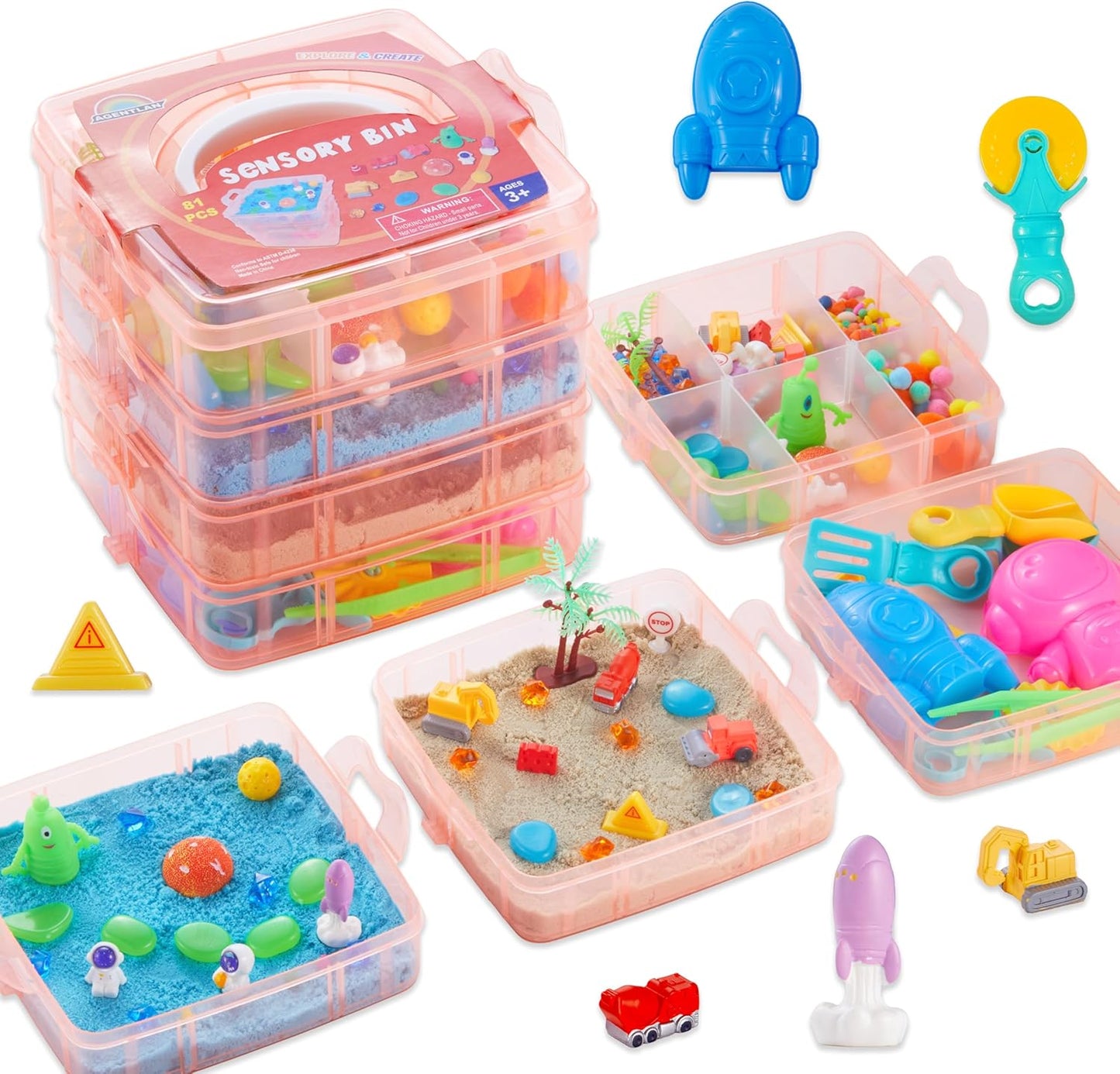 Dino & Ocean Sensory Bin, Dino & Ocean Sensory Toys with Play Sand for Toddlers Boys and Girls,Kids Toys Gift Sand Box for Age 3 4 5 6 7 8