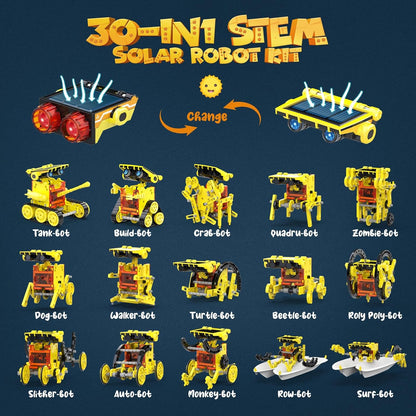 Wesfuner 30-in-1 Solar Robot Kit - 243 Pieces, STEM Educational Building Set for Kids Aged 8-12, Science Experiment Gift for Birthdays (Blue)