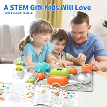 Electronic Circuit Building Blocks STEM Toy, 31PCS Modules with Fan, RGB Light & Vacuum Device, 118 DIY Projects, No Welding Tool-Free Science Kit, Gift for Kids Boys Girls 3-12