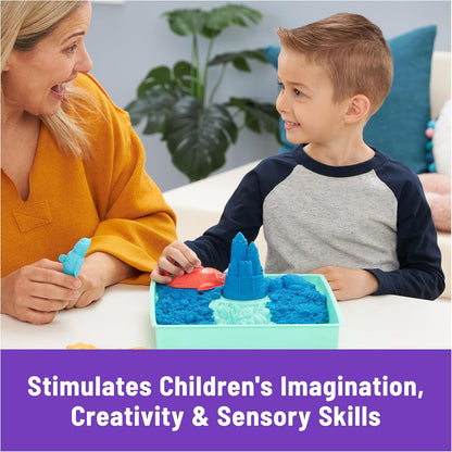 Kinetic Sand, Sandbox Set with 1lb Purple Play Sand, 4 Tools & Molds, Storage, Sensory Toys for Kids Ages 3 and up
