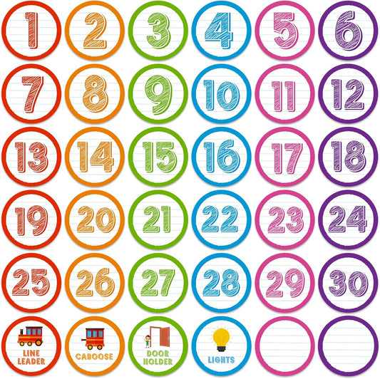 JUESMOS 36 PCS Colorful Number Spot Makers Stickers for Classroom Floor Line Up Spots for Classroom Floor Decals Number Stickers for Teacher Kindergarten Preschool Elementary