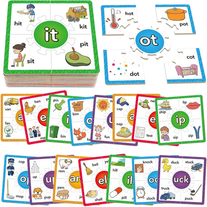 Torlam Phonics Puzzle, Rhyming Games Phonics Games Flash Cards for Kids Toddler, Learn to Read Spelling Reading Sight Words, Long Vowel Silent E Site Words for Preschool Kindergarten Homeschool