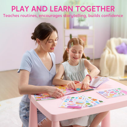 JOVA Klever Kits Reusable Sticker Book for Kids, My Dream Home 4 Play Scenes with 200+ Washable Stickers Plane Activity for Toddler Aged 3 4 5 6 7 8 Girls and Boys Birthday Gift