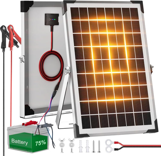 Voltset 12V Solar Battery Charger - 20W Waterproof Solar Panel Kit with Smart MPPT Controller - Trickle Charger Maintainer for Car RV Boat Marine Trailer Automotive Trailer Truck Motorcycle