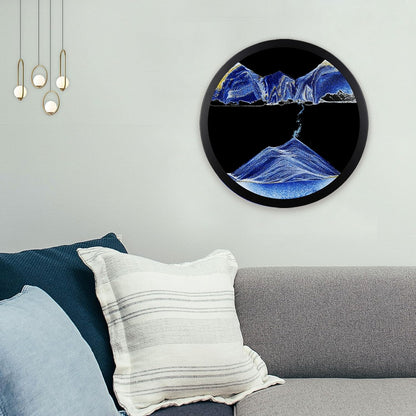 17.3" Moving Sand Art, 3D Sand Art Pictures Deep Sea Sandscape Living Room Decoration, 360° Rotate, Glass Crafts Solid Wood Frame, Relaxing Mood Home Office Work Wall Art Decor