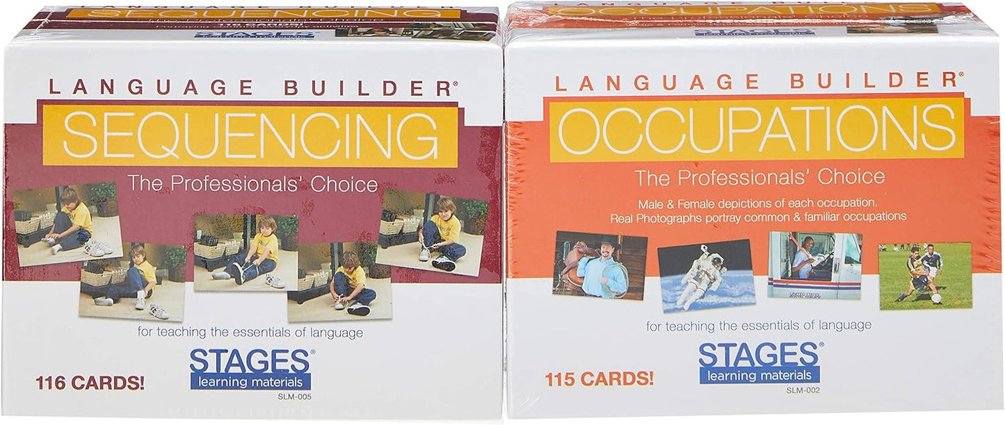 Stages Learning Materials Language Builder Picture Noun Flash Cards Photo Vocabulary Autism Learning Products, ABA Therapy 10 Boxes, 1413 Cards, Blocks, 88 Realistic 3D Items
