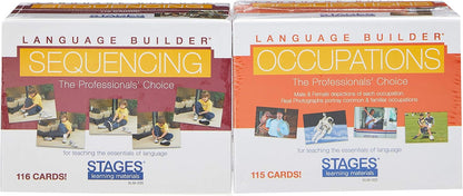 Stages Learning Materials Language Builder Picture Noun Flash Cards Photo Vocabulary Autism Learning Products, ABA Therapy 10 Boxes, 1413 Cards, Blocks, 88 Realistic 3D Items