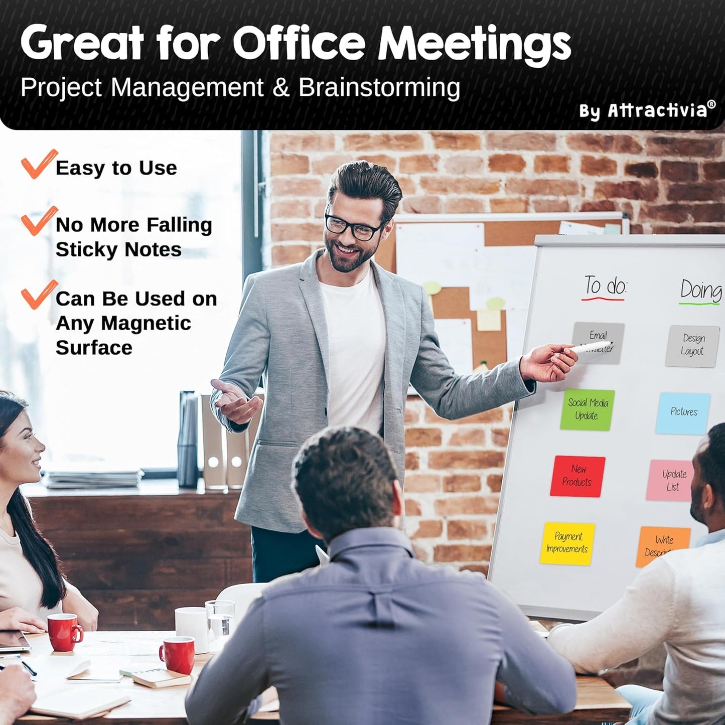 Attractivia Dry Erase Magnetic Labels 7.3 x 5.6 in, Dry Erase Magnets, 20-Pack, White Erasable Write-On All-Purpose Labels, for Office, Education, Home, Whiteboard