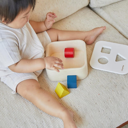 PlanToys® Shape and Sort It Out Bin Wooden Montessori Shape Matching Toy | Fine Motor, Problem Solving and Early Math Learning Activity | Eco Friendly Educational Sorting Toy