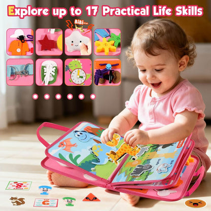 GOLIYEAN Toddler Busy Board - Montessori Toys for Toddler Boy Girl Birthday Gifts, Educational Learning Sensory Busy Book for Toddlers, Quiet Activity Books for Toddlers, Travel Toys for Airplane Car
