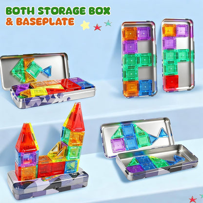 Magnetic Tiles, 70pcs Building Blocks with Storage Case, Toddler Toys Magnetic Blocks, Toys for Ages 3-5 4-8 Boys Girls,for Preschool Learning Birthday