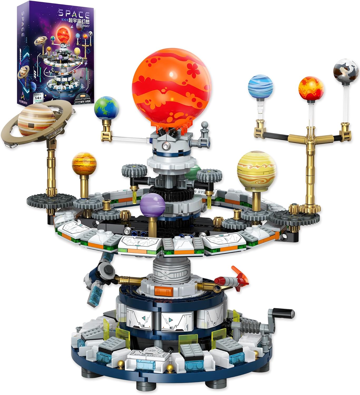 Rotatable Solar System Building Set, Space Exploration Building Blocks Set, Solar System Toys for Birthday for Teens Ages 12-14+ (963pcs)