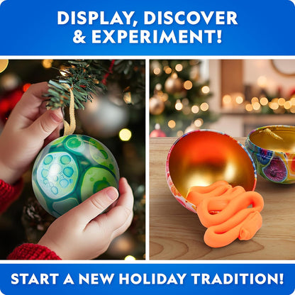 Blue Marble Science Surprise Christmas Ornament Kit for Kids- 4 Dig Kit Ornaments with Gemstone and Dinosaur Dig Bricks, Dino Digging Toys for Kids, Gem Excavation Stocking Stuffer for Boys and Girls