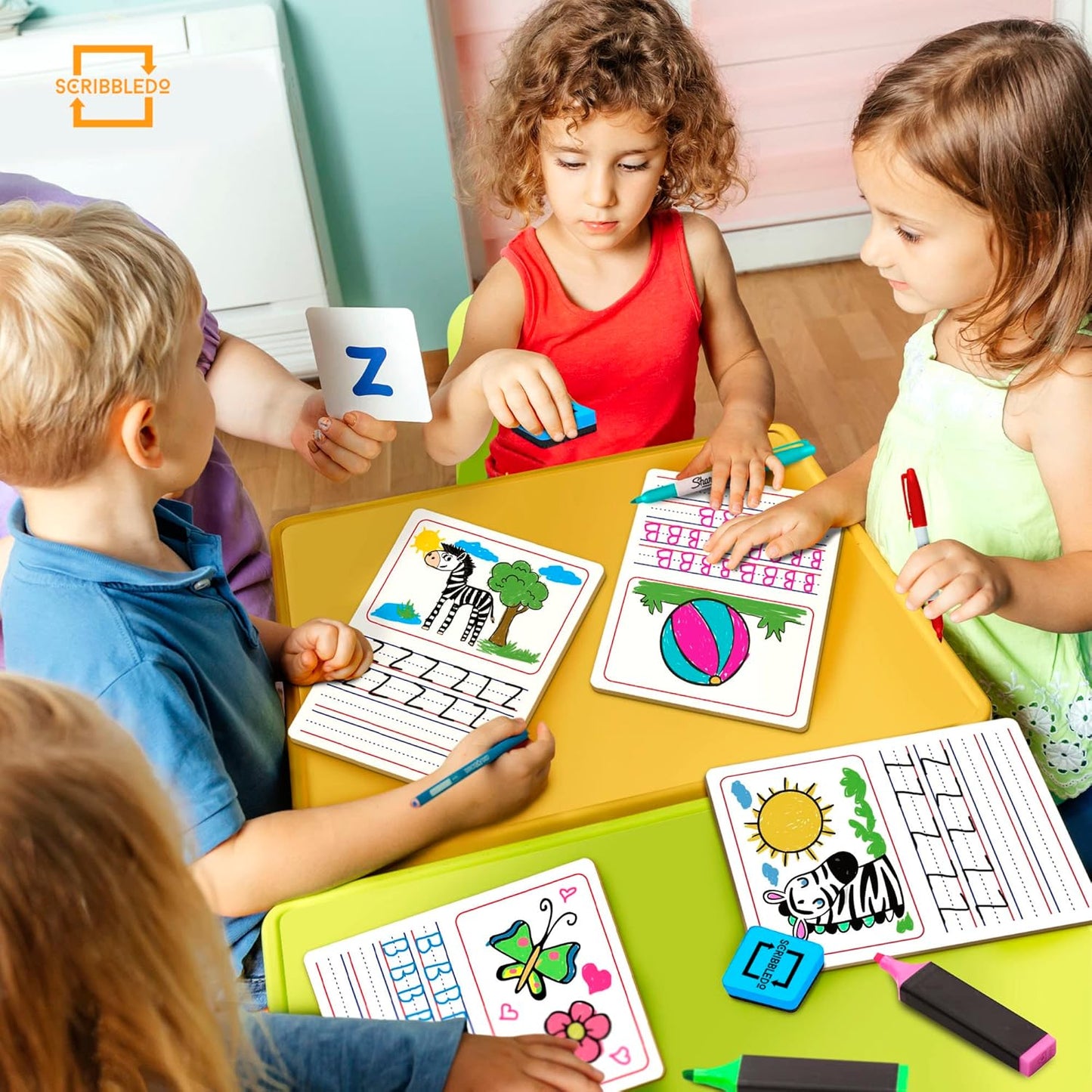 Scribbledo Double Sided Whiteboard Lined Dry Erase Board for Kids Ruled Writing Board Handwriting Practice Small White 9x12 Dry Erase Board with Lines Education Teacher Supplies