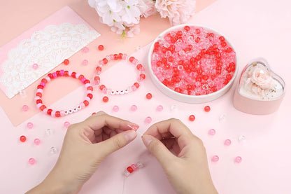 Red Pony Beads 1000Pcs 9mm Pony Beads Bulk Red Perler Beads for Friendship Bracelets Kandi Beads Hair Beads for Braids Beads for Crafts