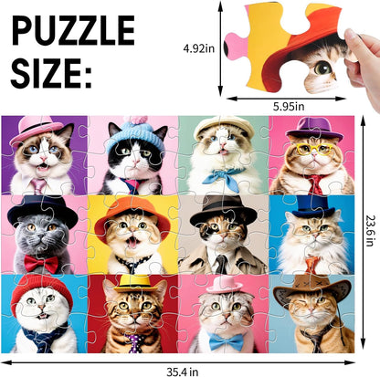 Jumbo Floor Puzzle for Kids,48 Piece Cat Jigsaw Puzzles,Pet Learning Educational Toys for Toddlers Ages 3-5,Children Easter Gift for Boy Girl Ages 4-8