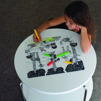 Modern-Twist 100% Plastic Free Silicone Waterproof, Dishwasher Safe Doodle Mat, Single Mat, Alphabet Animals