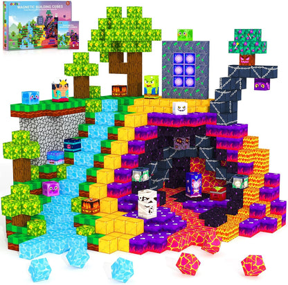 Magnetic Blocks, Magnetic Tiles Building Blocks, Magnet Cubes Toddler Kids Toys, Sensory STEM Toys for 3-5 4-6 5-7 6-8 Year Old Boys Girls Easter Birthday Gifts Travel Outdoor Kids Games (0.8IN/2CM)