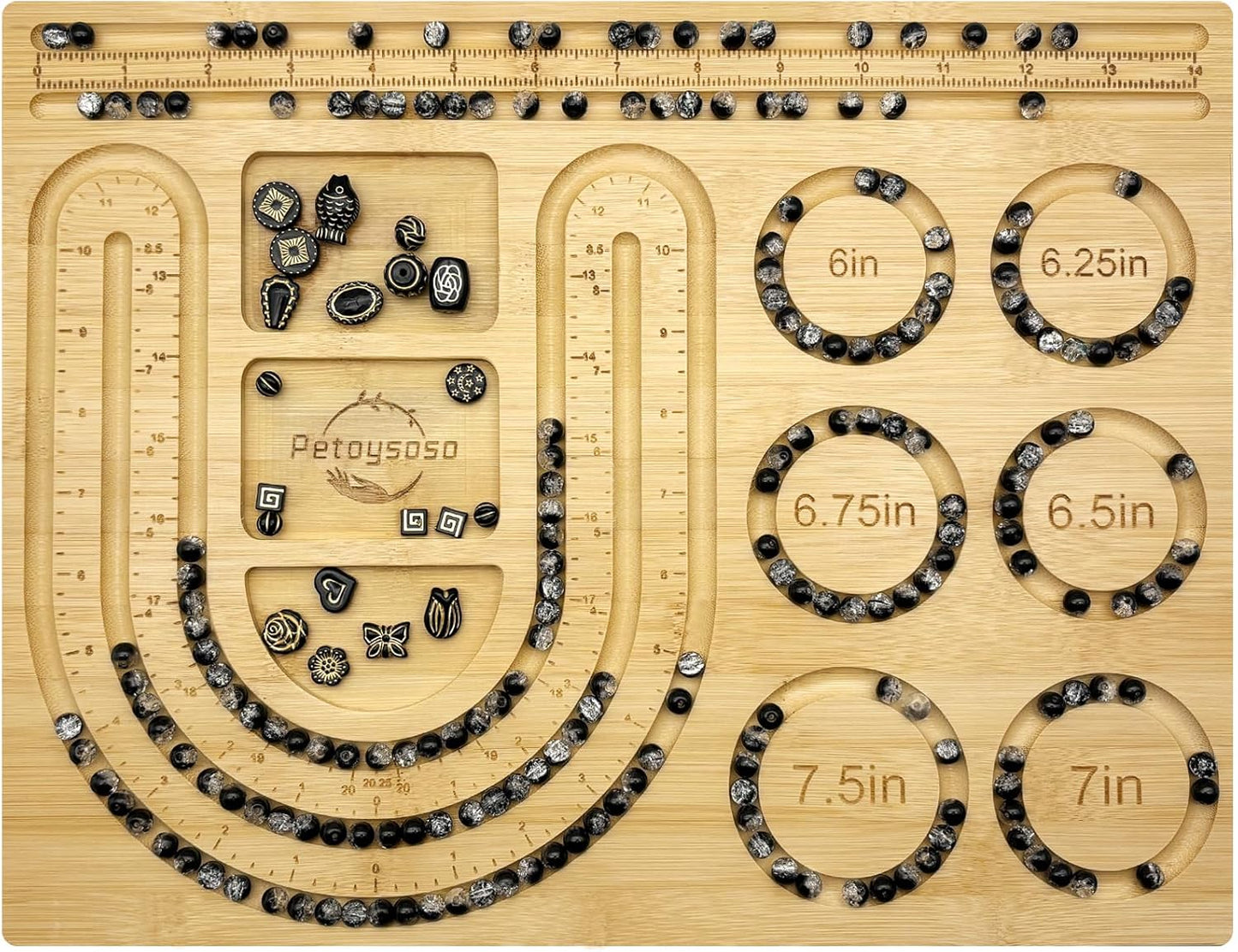 Petoysoso Bead Boards for Jewelry Making, Bamboo Beading Board for Bracelet & Necklace, Jewelry Making Supplies,Bead Tray Supplies