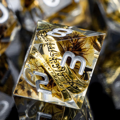 Magic Golden Ring DND Dice Set Sharp Edge Red Resin Dice with Box, for use with Dungeons Dragon RPG D&D Tabletop Games Lord D and D Polyhedral Dice Set