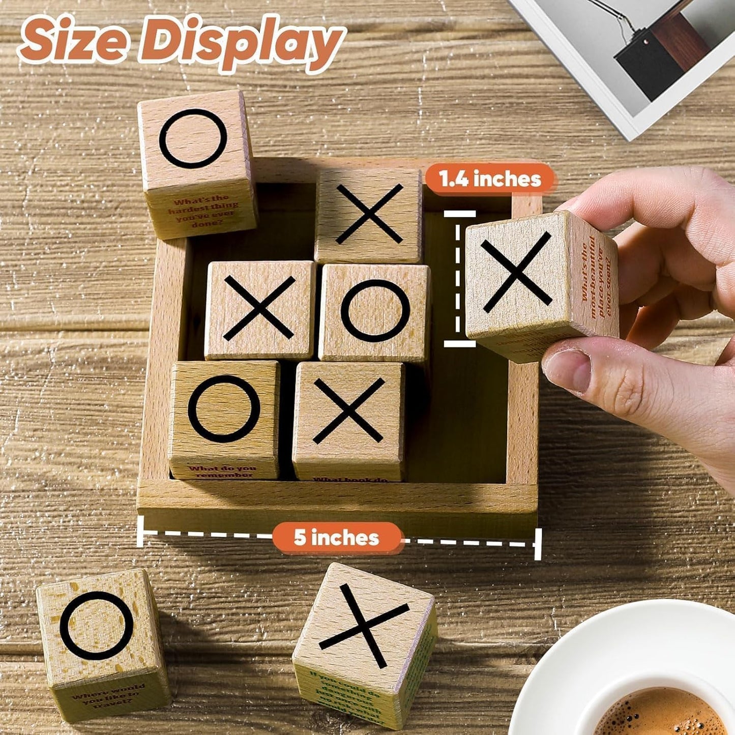 Garybank Sharing Joy Conversation Tic Tac Toe Therapy Games for Kids Teens, School Game Counselors Office Must Haves, Great Conversation Starter - Building Relationship, Wooden Communication Cubes