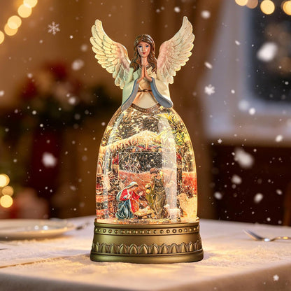 Snow Globe Lantern with Violin Girl – Shatterproof, Glitter Snowglobe 10 Songs Music Box, Led Light, USB or Battery Powered, for Girls Spring Day Gifts Birthday Home Decor Fall Decoration, Silver