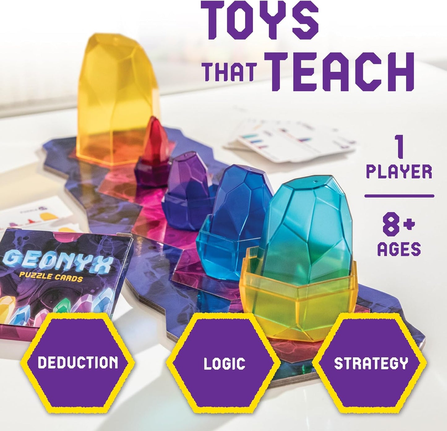 MindWare Geonyx Single-Player Logic Game, Crystal-Shifting Brain Teaser Puzzle with Progressive Challenges for Critical Thinking and Spatial Reasoning, Solo Play for Kids and Adults Ages 8 and Up